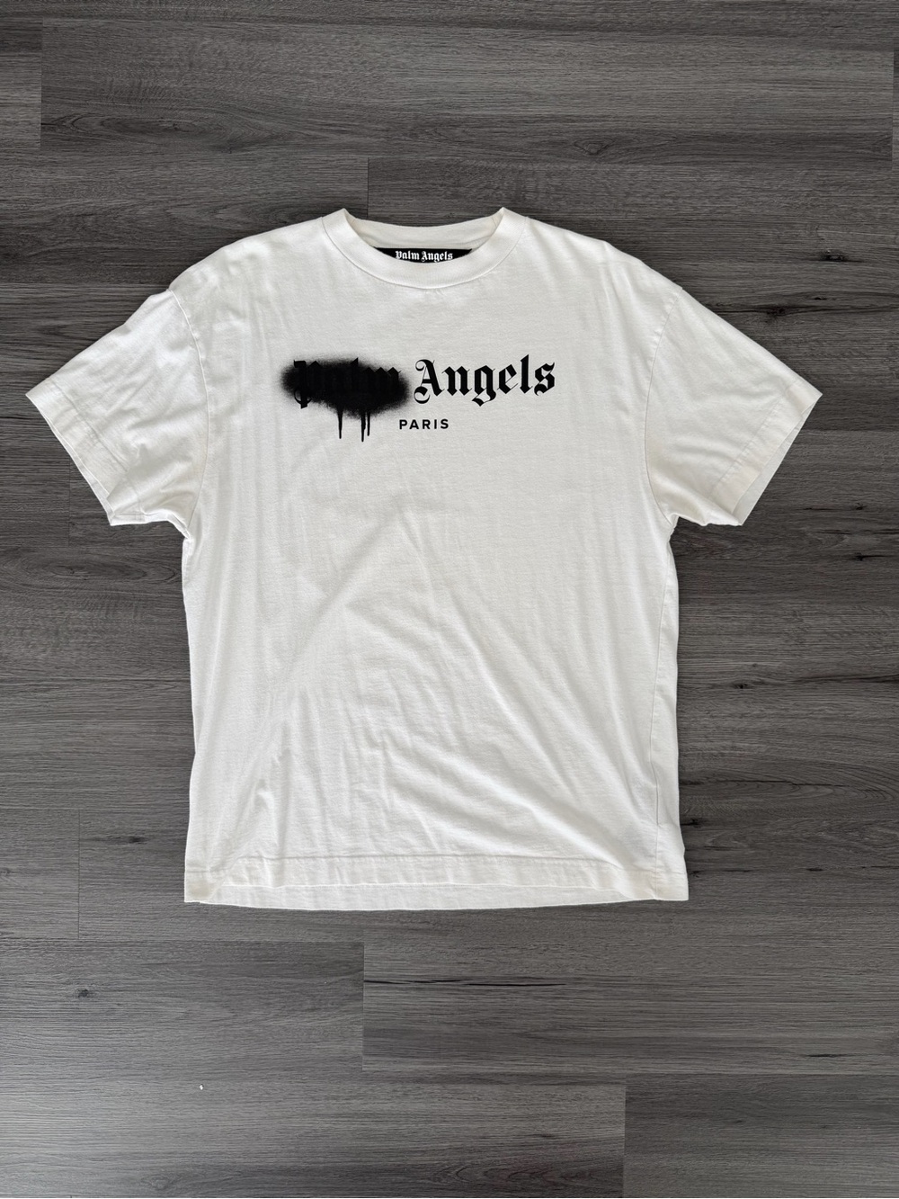 Palm Angels White 'Palm Angels Paris' Logo T-Shirt
